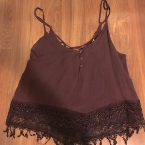 LA Hearts Maroon Lace tank top